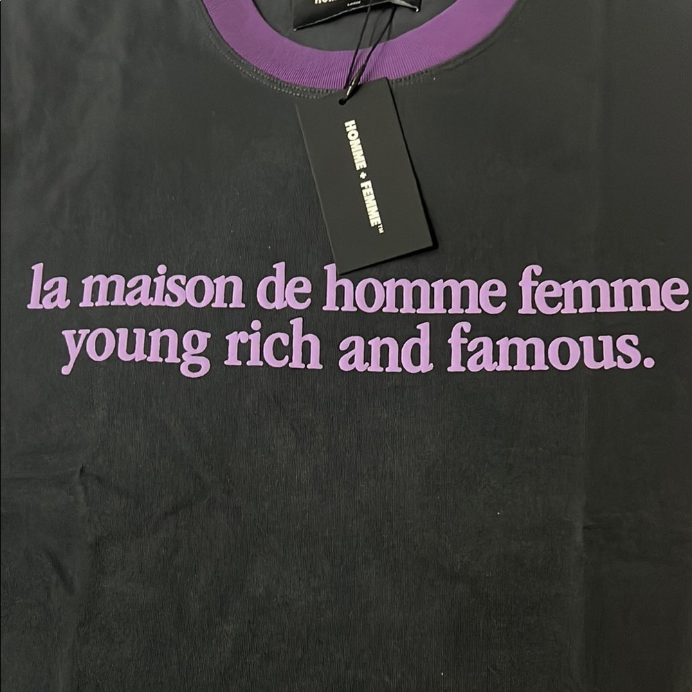 Homme Femme Purple and Black Short Sleeve Tee - Picture 3 of 9